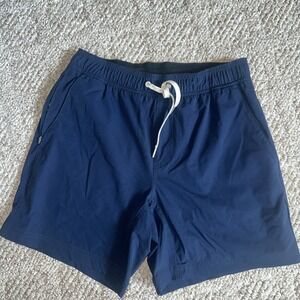 Wowie Mens Athletic Swim Shorts Navy Aztec Woven Built-in Liner Size Small EUC
